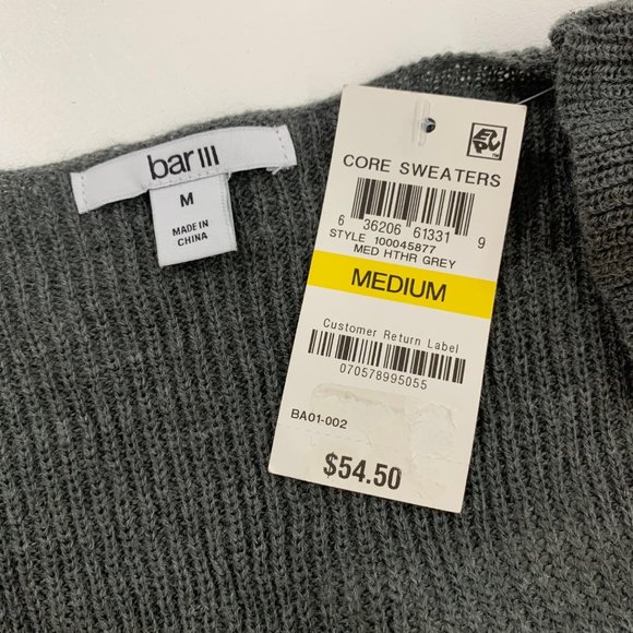 Bar III Women's Top M Surplice V Neck Pullover Knit Sweater Grey M - Picture 7 of 8